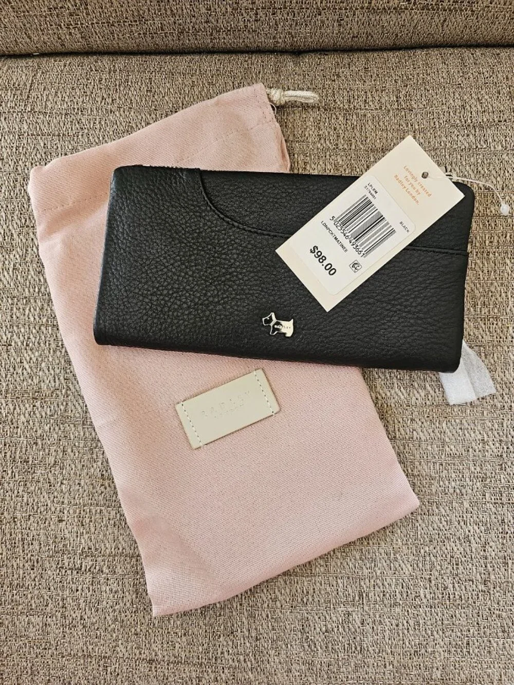 Radley London Black Leather Large Zip Wallet Clutch NWT $98